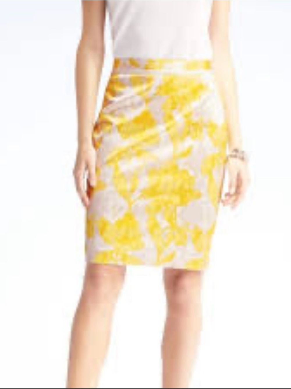 Banana Republic Yellow Floral Pencil Skirt